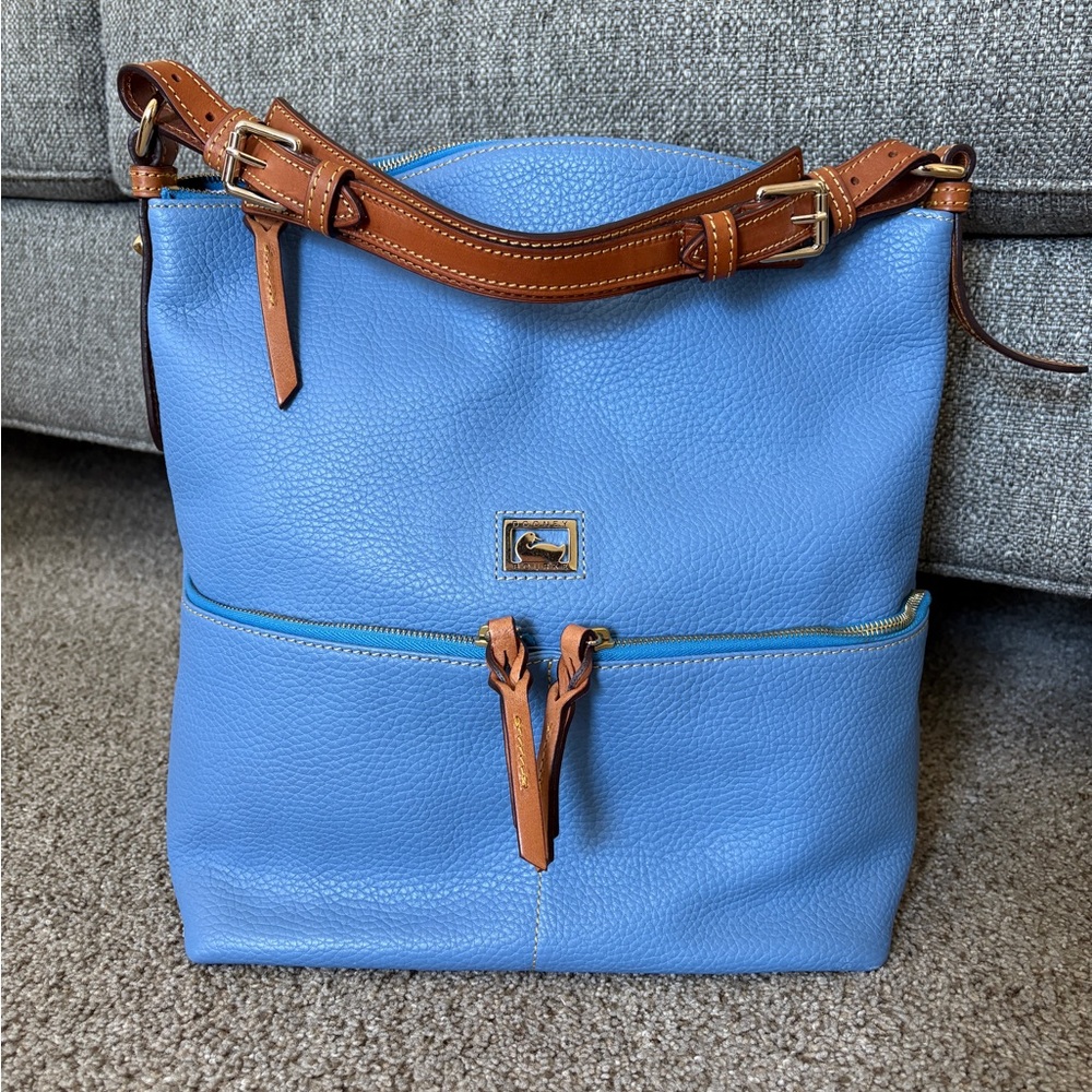 Dooney & Bourke Light Blue and Brown Shoulder Bag